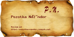 Pszotka Nándor névjegykártya